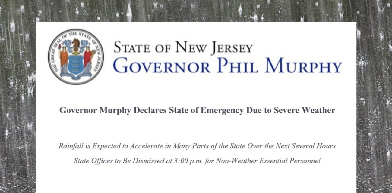 New Jersey State of Emergency Declared For Heavy Rains,...